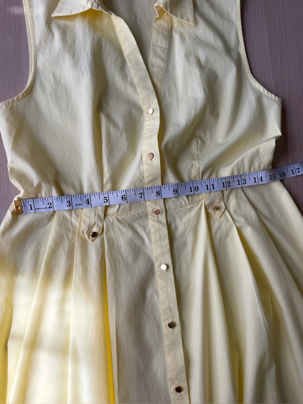 Zara Belted Poplin Midi Shirt Dress Yellow Women's Size M NWOT Cotton V-Neck - Picture 9 of 11